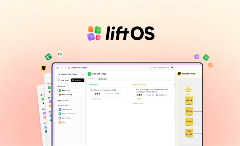 With liftOS, you’ll get three built-in productivity tools that help you manage projects, create wikis, and organize files in one place.